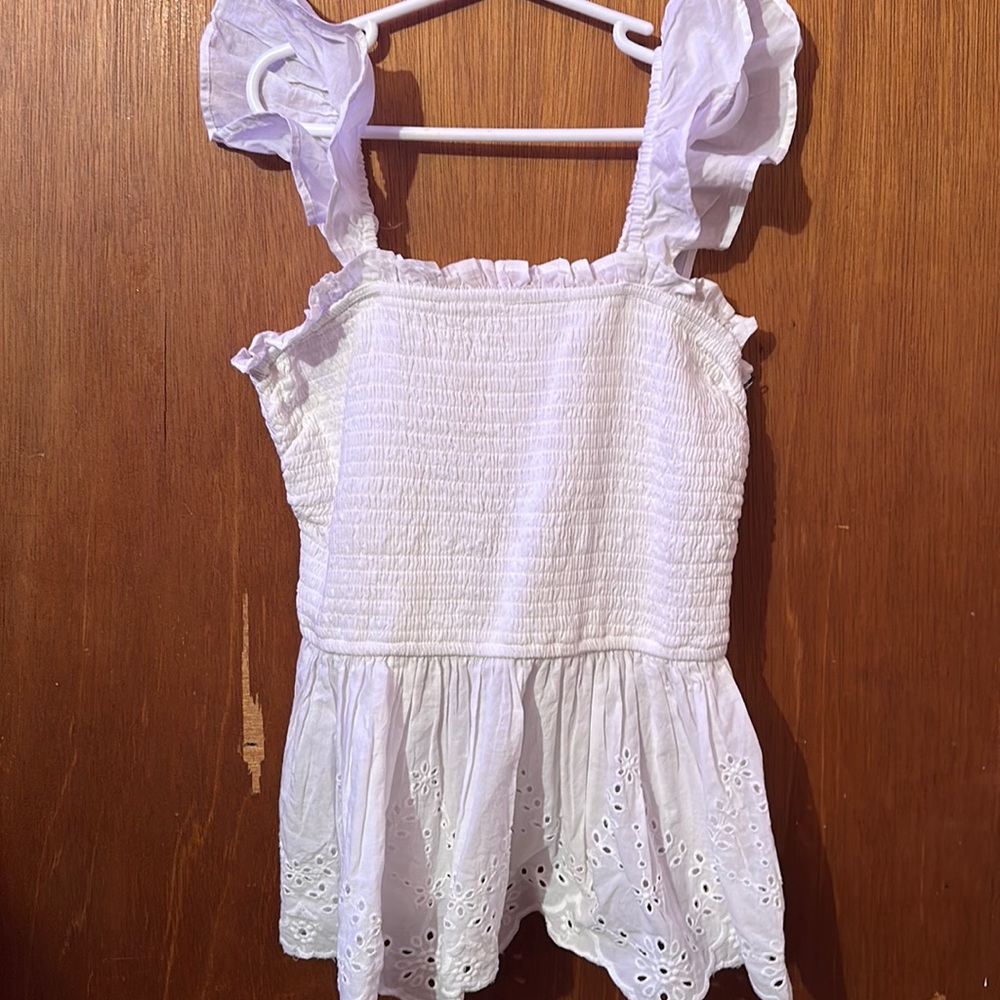 White ruffle tank top
